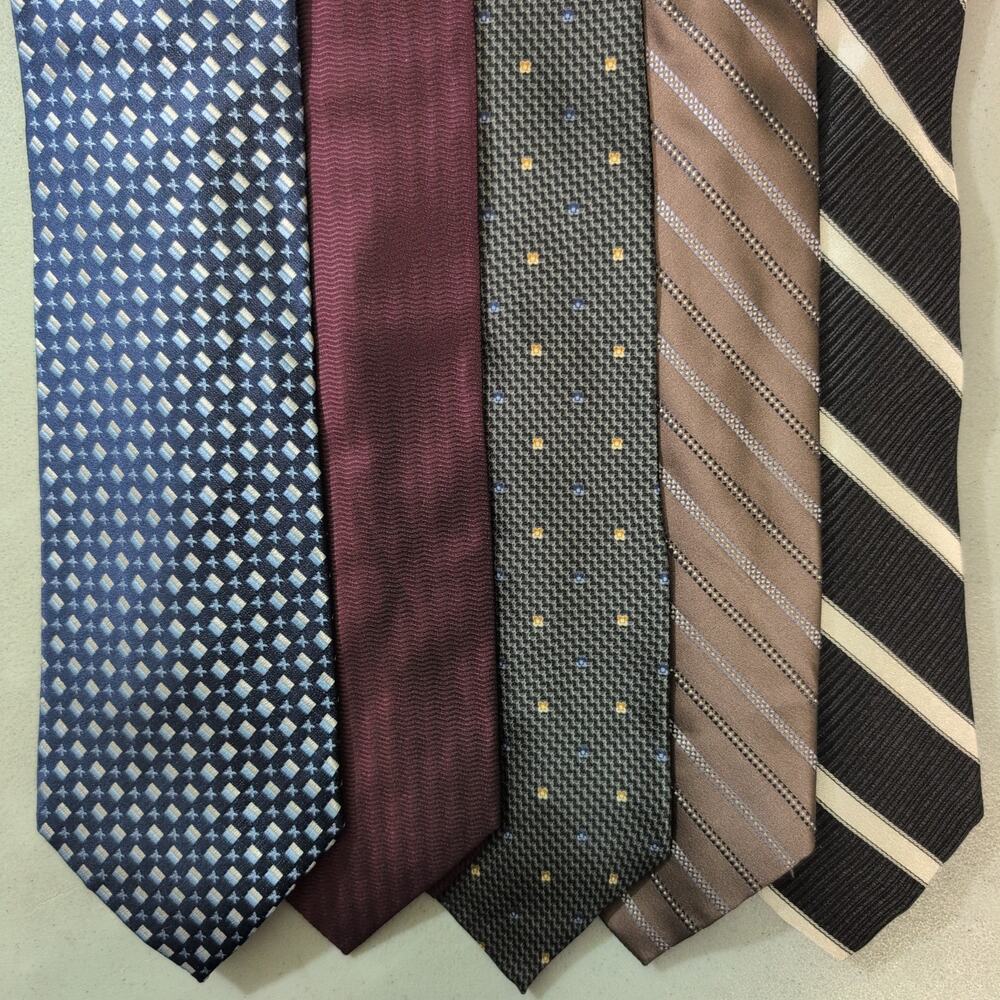 Executive Business Professional Office Tie Lot 5 100% Pure Silk Wide Neckties